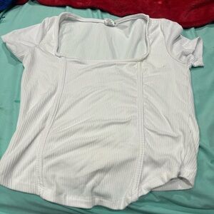 White Square Neck Women's Top